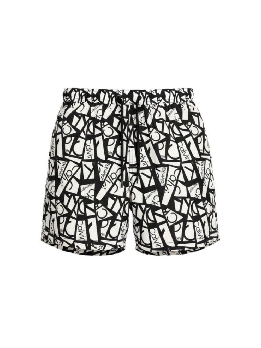 Calvin Klein Mens Logo Print Swim Shorts L Black & White